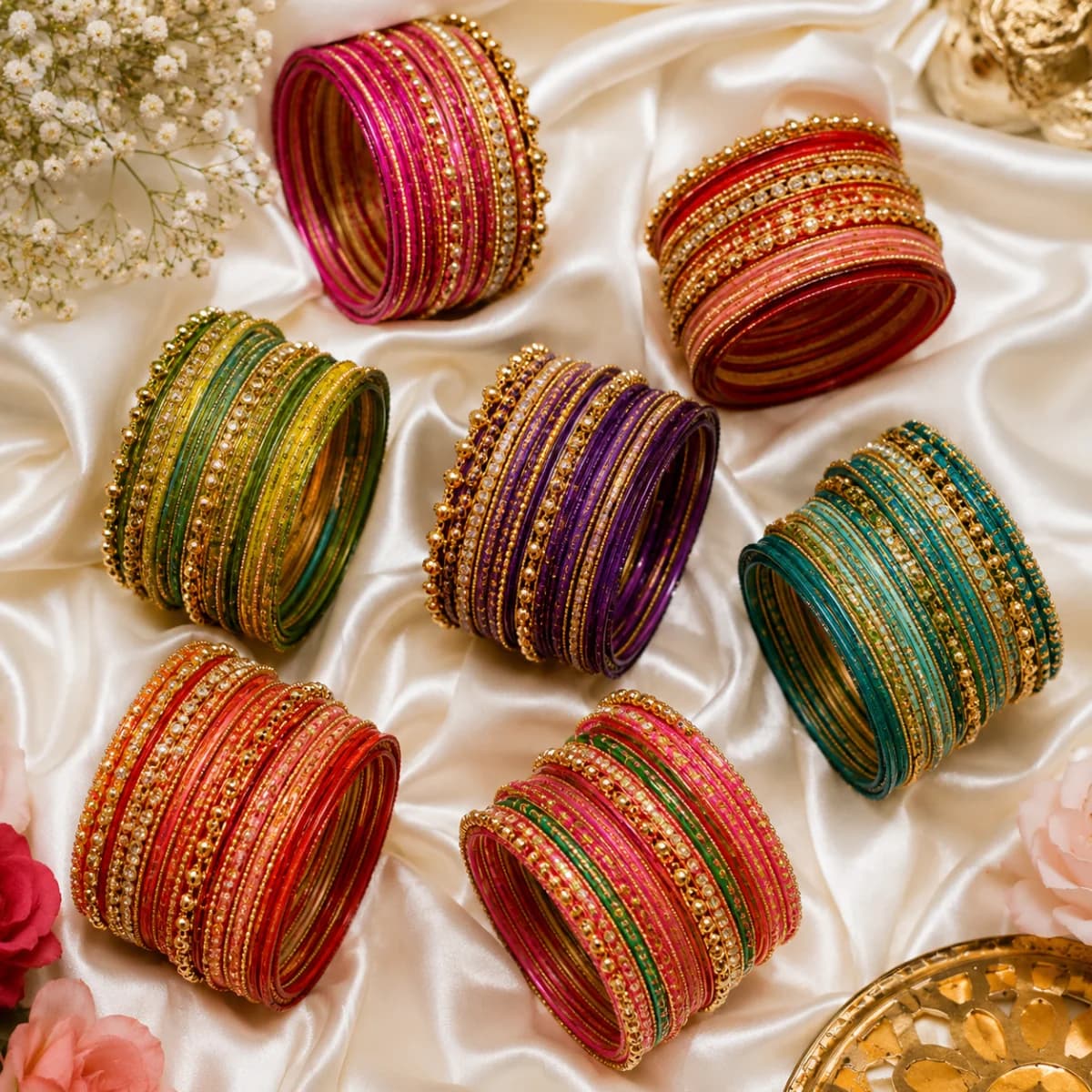 Royal Multicolor Stone Bangle Set