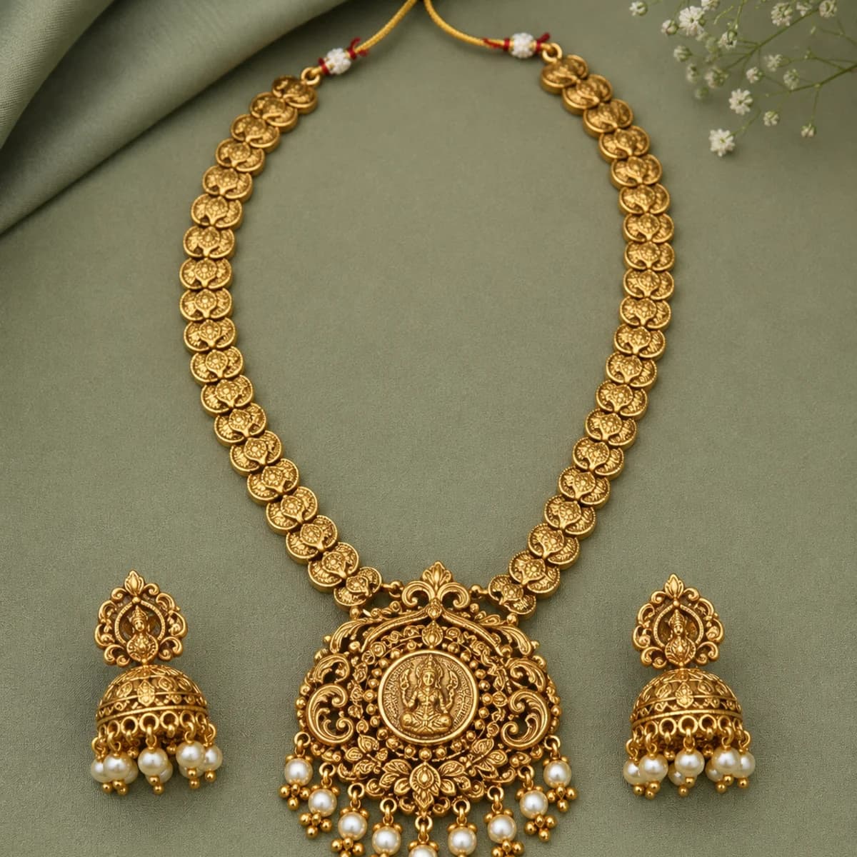 Antique Temple Jewellery Set — view 3