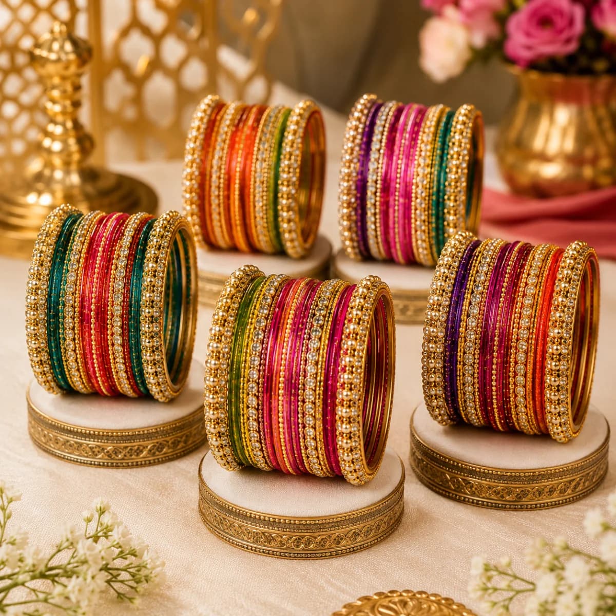 Royal Multicolor Stone Bangle Set — view 2