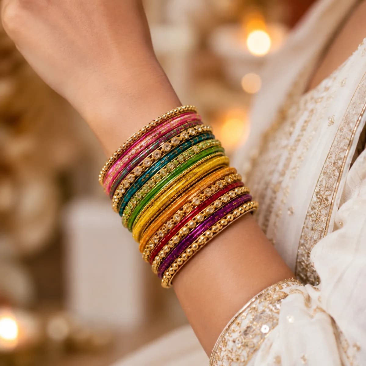 Royal Multicolor Stone Bangle Set — view 3